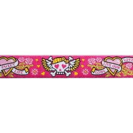 Renaissance Ribbons 7/8" Inch Pink Tatoo Ribbon Renaissance Ribbons Jacquard Sold by the yard