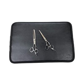 MICHIKO Synthetic Leather Salon Barbershop Counter Mat Work Station Pads Protect Hair Scissors Water Proof -Scissors not included (Black)