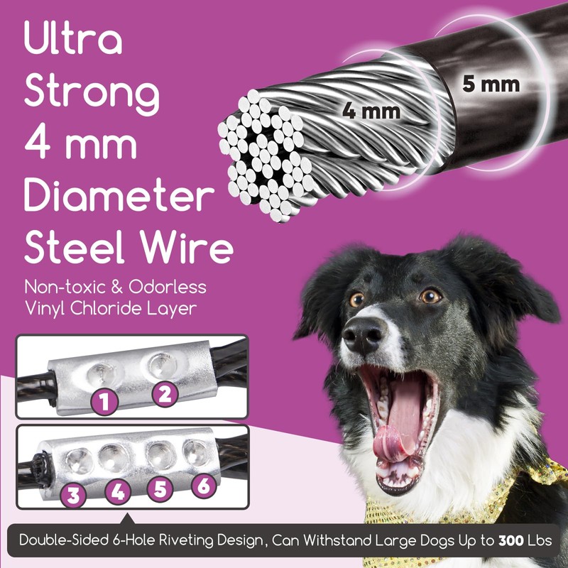 Heavy Duty Dog Tie Out Cable 30ft with Stake -