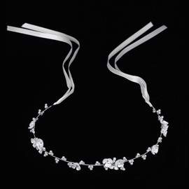 Maahongh Silver Flower Girl Headpiece, Flower Crown for Girls Hair Accessory Headband Headpiece Headband Piece for Wedding Crowns for Weddings for Party First Communion Photography