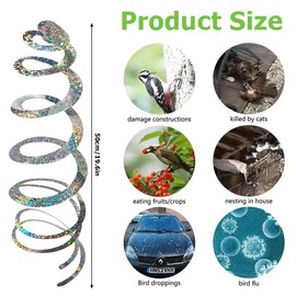 WUSJCOF Taubenabwehr Taubenschreck Balkon 3er Set Funkelnde Windspirale Vogelabwehr Reflektierend Vogelschutz Windspiel Garten 50cm