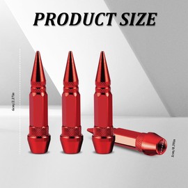 QZTYTY 4PCS 60mm Spiked Aluminum Stem Valve Caps, Tire Valve Caps, Dustproof Tire Wheel Stem Caps, Universal Tire Air Cap Car Accessories Compatible with Cars, SUVs,Trucks Bicycles (Red, 60mm)