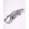 HAUCOZE Crocodile Sculpture Statue Animal Figurine Geometric Decor Polyresin Silver