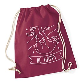 Hippowarehouse Don't hurry be happy Sloth Drawstring Cotton School Gym Bag 37cm x 46cm, 12 litres