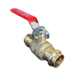 EZ-Fluid Plumbing 3/4" Press x Press Ball Valve Heavy Duty LF Brass Full Port Water Stop Shut Off Ball Valve, For Copper Tubing, Quarter Turn, Red Handle,Propress Copper Pipe Connection (1Pc)