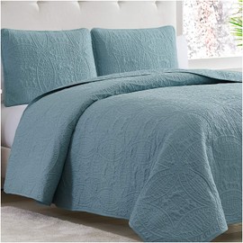 Mellanni Bedspread Coverlet Set Spa Blue - Comforter Bedding Cover - Oversized 2-Piece Quilt Set (Twin/Twin XL, Spa Blue)