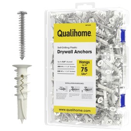 #8 Self Drilling Drywall Plastic Anchors with Screws - No Pre Drill Hole Preparation Required - 75 Lbs (200 Pack)