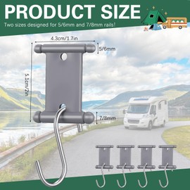 MorningRo 8 Pcs Rv Awning Hooks for Piping Rail 5/6 mm 7/8 mm Double Sided Rv Awning Light Clips Camper Light Holders for Camping Tent Indoor and Outdoor Supplies