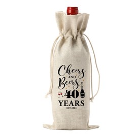 40th Birthday Decorations for Women Her Him, 40th Birthday Gifts for Women Wine Bag, 40 Years Old Birthday Wine Gifts Bag, Forty Birthday Gifts for Women Her Sister Friends Wine Gift Bag