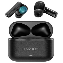 IAMJOY AI Translation Earbuds, 163 Language Two-Way Translator Device with Bluetooth and APP Built-in 6 Mics, 42dB Hybrid Noise Cancelling Language Translator Earbuds, Black