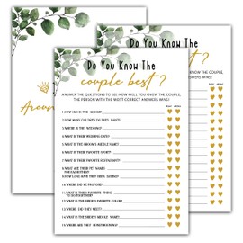 OZTEMETY Bridal Shower Games - Greenery Engagement Party Game Cards for Wedding, Bachelorette Party - Bridal Shower Decorations - Know The Couple Best - 30 Cards(018)