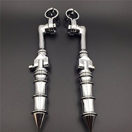 XKH Group Motorcycle Chrome Long Angled Adjustable Peg Mounting Kit Bamboo Style Foot Peg Footrest Harley Davidson Sportster 883 1200 Street Bob Softail CVO with 1 1/4 inch Front Engine Guard