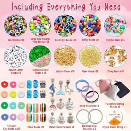 VASA NAMA 3100 Piezas Kit Para Hacer Pulseras De Abalorios Para Niñas, Kit de Fabricación de Joyas, Cuentas para Hacer Pulseras, Kit Artesanía Pulsera Manualidades Diy Set, Regalo De Vacaciones