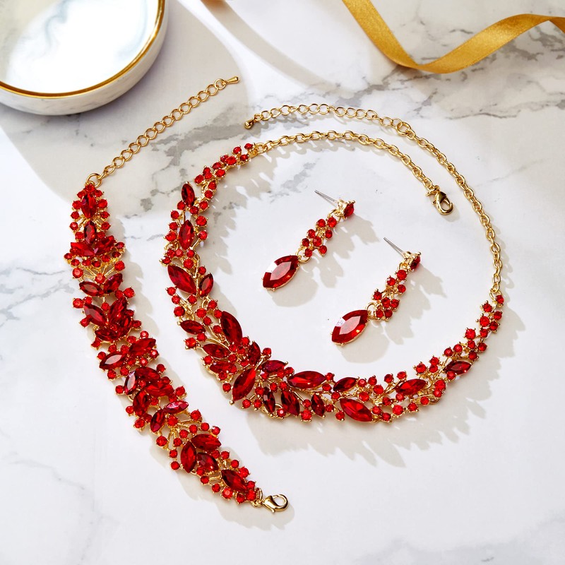 BriLove Wedding Bridal Necklace Earrings Bracelet Jewelry for Women Austrian