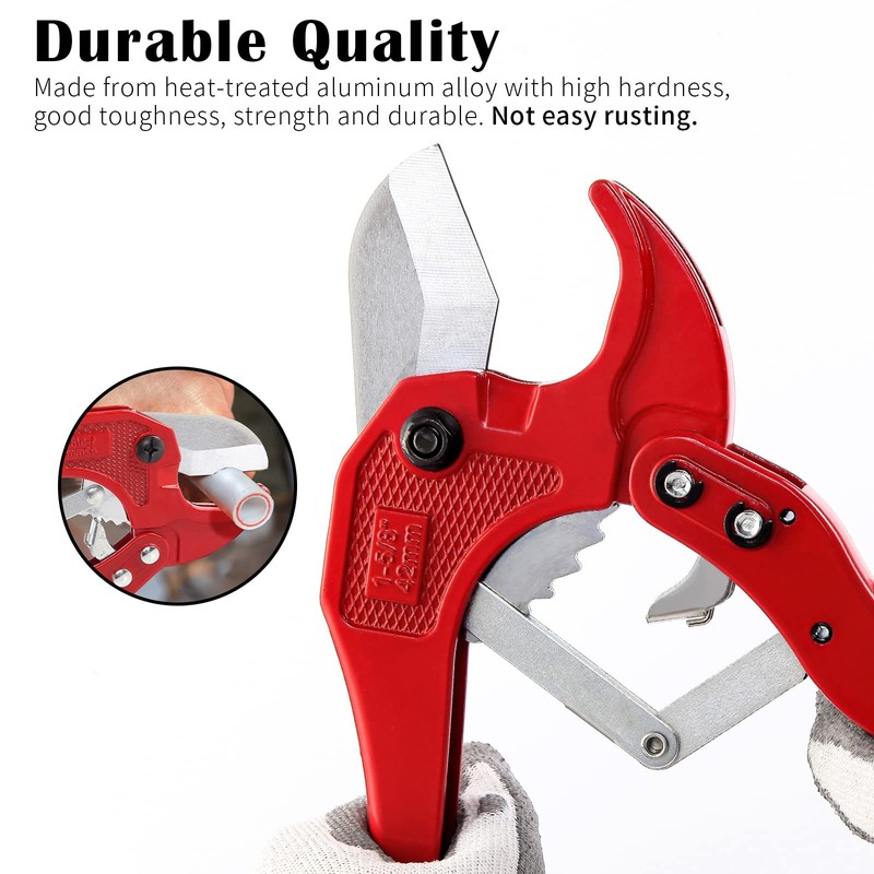 Sharp-tec Plastic Pipe Cutter 3-42mm, Heavy Duty Ratchet PVC Pipe