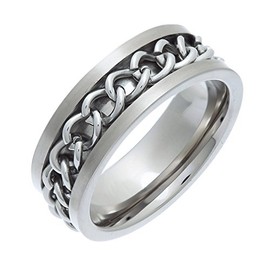 Theia Titanium Flat Court Chain 8mm Ring - Size N