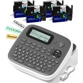 VolenGo D210s Label Maker Machine with 4 Tapes, Label Maker Waterproof-Labels Bundle, Labeler Machine with Tapes 12mm 0.47 Laminated White, Inkless Labeling Machine for Office & School Supplies