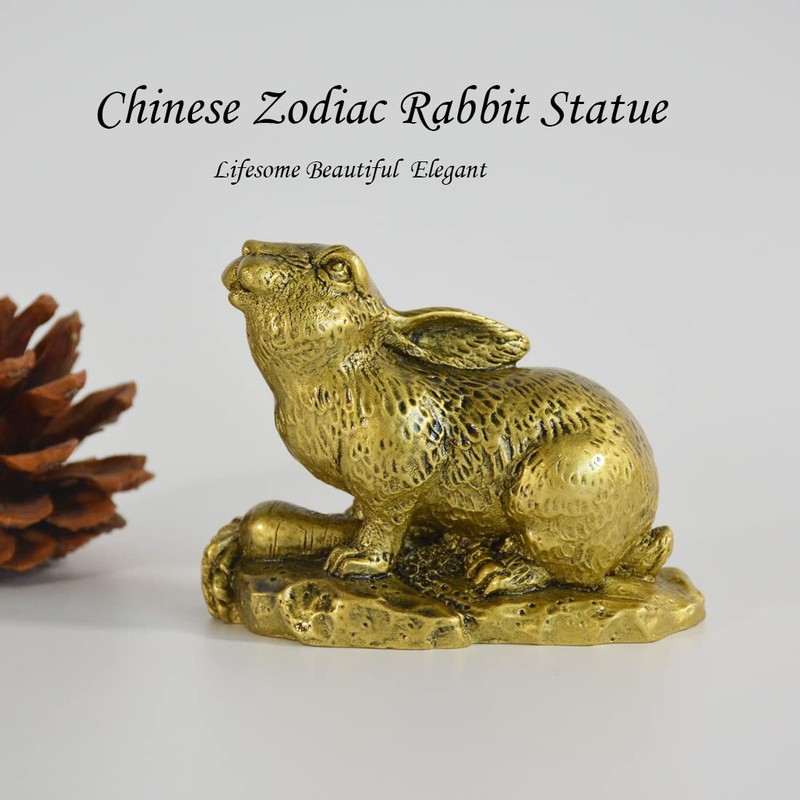 ILEWEI 2023 Fengshui Chinese Zodiac Sign Rabbit Statue New Year