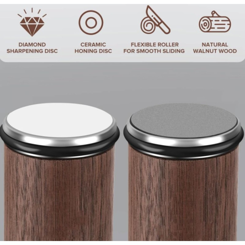 Manual Diamond Rolling Knife Sharpener – 2-Angle, Dual Discs for