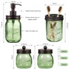 Amolliar Mason Jar Bathroom Accessories Set, 4 Pcs Green Glass