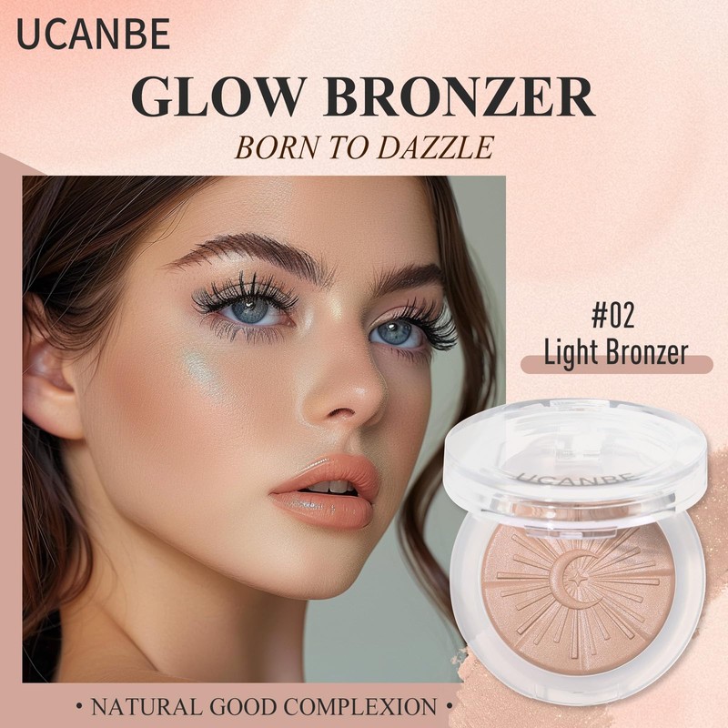 UCANBE Glow Bronzer, Long-Lasting Baked Shimmer Bronzing Powder - 02