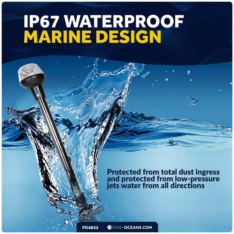 Five Oceans 16-Inch LED Anchor Light, Fold-Down, IP67 Waterproof, 2NM