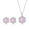 EleQueen Women's Silver Tone CZ Round Pink Crystal Flower Floar