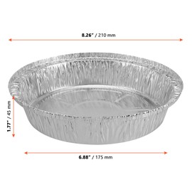 SINJEUN 60 PCS Round Alumonium Foil Trays, Round Foil Containers Aluminium Pie Pans for Kitchen, Restaurant and Picnic(8 Inch)