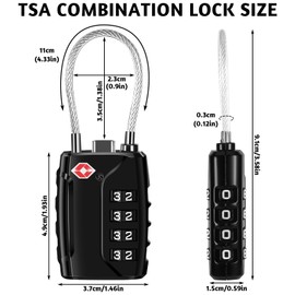 2 x TSA Luggage Locks, 4 Digit Suitcase Lock Combination Lock Padlock, TSA Lock with Combination Code for Suitcase, Luggage Bag, Locker