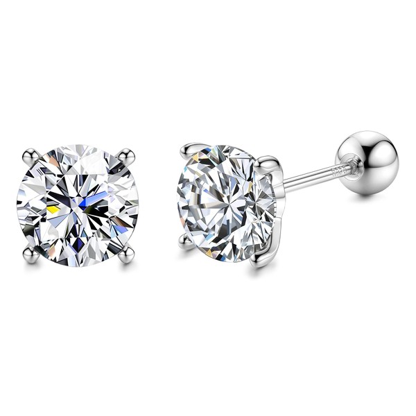 MILACOLATO Moissanite Stud Earrings 1/2/3ct Brilliant Round Cut D Color