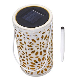 Solar Powered Lamp Cylinder Hollowed Out Flower Design Landscape Pathway Decoration Lights for Garden Outdoors Terrace