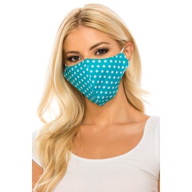 unik Cloth Face Covering 2 Pack, 2 Layer, Cotton, Washable and Reusable. (Teal and Yellow Polka Dot)