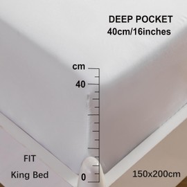 MOHAP Warm 16 inch(40cm) Extra Deep King Size Fitted Sheet Only Bedsheet No Pillowcases Brushed Microfiber Breathable No Color Fade White