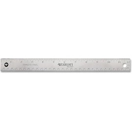 Westcott Regla de oficina de acero inoxidable con base de corcho antideslizante, 12 pulgadas (10415)