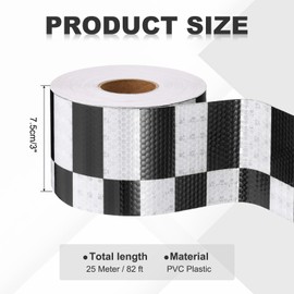 MECCANIXITY Reflective Tape, 3 Inch x 82 ft Self-Adhesive Trailer Reflector Tape Outdoor Warning Safety Sticker High Visibility Night Reflectors for Cars Trucks, Black White