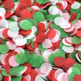 50 g Round Confetti, 1 cm Confetti Paper, Tissue Paper Confetti Paper, Round Tissue Confetti for Birthday Decoration, Wedding, Baby Shower, Valentine's Day, Christening (Red and Green)