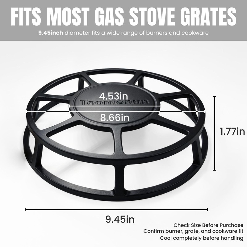 9.45 Inch Heavy Duty Cast Iron Heat Diffuser for Gas