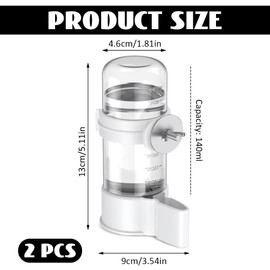2 Stück Vögel Wasserspender, 140ml Automatischer Wasserspender für Käfig, Kunststoff Vogeltränke Käfig, Transparent Futterspender Vogel für Papageien, Wellensittiche, Sittiche, Ziervogel, Taube