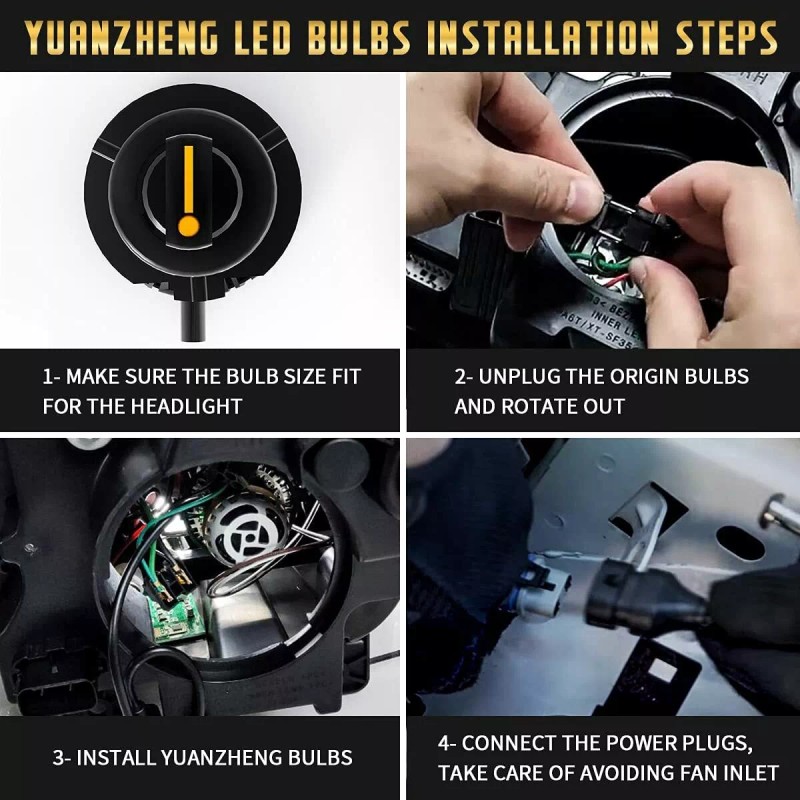 VLAND Pair D2H LED Headlight Bulbs 50W 6000K 4500LM Fit