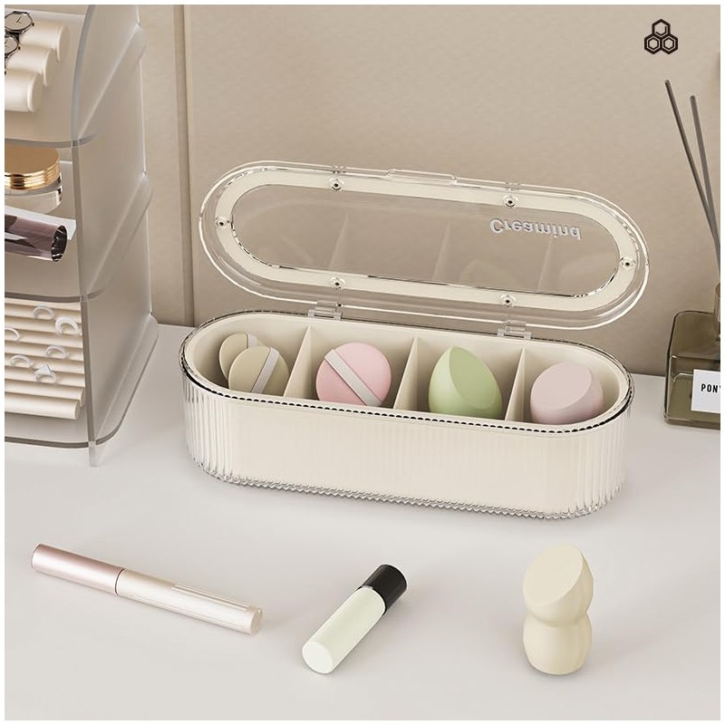 Clear Acrylic Makeup Brush Holder Organizer With Lid - Cosmetic