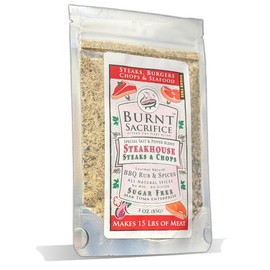 Burnt Sacrifice Steakhouse Rub for Steaks and Prime Rib- (3 Ounces, Makes 15 Pounds) Ultimate SPG Seasoning ( Salt Pepper, Garlic), Naturally Sugar Free - Air Fryer Safe