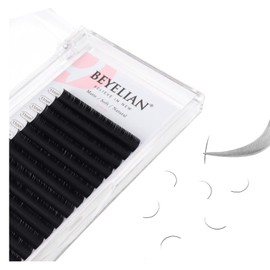 BEYELIAN Flat Eyelash Extension, Ellipse Lash Extensions 0.15 C Curl 11mm 16 Rows Matte Black Eyelash Extension Supplies Classic Lash Extensions Individual Eyelashes Salon Use