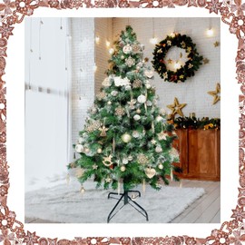 wemitas Christmas Tree Ornament, Gold, Silver, Ornament, Balls, Large Capacity, 70 Pieces, Scandinavian Wooden, 8 Types, Set of 14 (Gold)