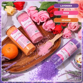 XIWEIOO 3 Pack Foot Soak Salts Kit Epsom Salt - Himalayan Pink Salt - Dead Sea Salt - Foot spa care Best for Good Sleep Essential Oils, Gifts for Mom women Tea Tree Oi Lavender rose