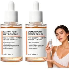 2Pcs Sueros Facial de Salmón PDRN 10000ppm con Adenosina,Complejo de 6 Péptidos y Cafeína,Suero Facial Hidratante Reafirmante, Hidratación Intensa,Mejora Textura,Suero para Todo Tipo de Piel (2PC)