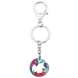 RAIDIN Enamel Metal Alloy Dachshund Pets Couple Keychain for Women Girls Dog Key Ring Jewellery for Car Purse, Multiple