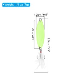 PATIKIL Fishing Spoons 1/4 oz 7g, 5Pcs Fishing Lures Glow in the Dark Casting Spoon Treble Hooks Jigs Spinner Baits for Freshwater Saltwater Salmon Bass, White