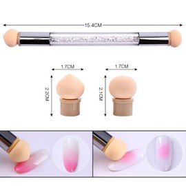 SILPECWEE 3Pcs Ombre Nail Brush, Acrylic Nail Art Brushes, Nail Gradient Brushes Nail Sponges Pen with 4pcs Replaceable Sponge Head Ombre Brush for Nails Manicure Nail Art Tools