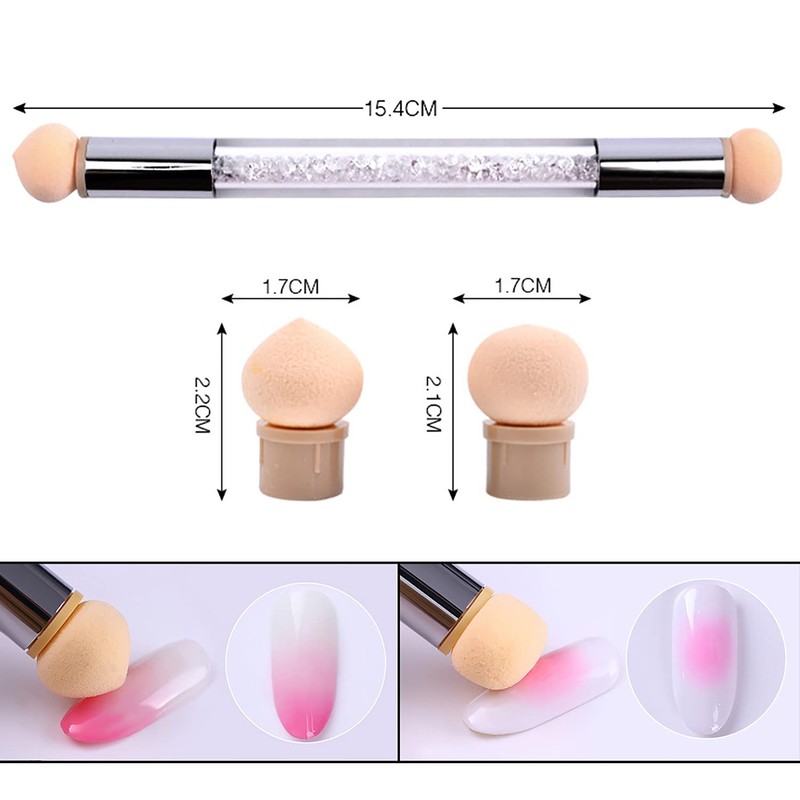 SILPECWEE 3Pcs Ombre Nail Brush, Acrylic Nail Art Brushes, Nail