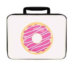 Pink White Donuts Nylon Insulated Lunch Box Food Bag